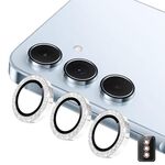Per Samsung Galaxy A54 ENKAY Hat-Prince 9H Obiettivo della fotocamera posteriore Pellicola in vetro temperato in lega di alluminio glitterata (argento)