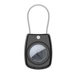 Per AirTag Custodia impermeabile con blocco di sicurezza in corda di acciaio inossidabile Guscio protettivo (nero)