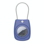 Per AirTag Custodia impermeabile con blocco di sicurezza in corda di acciaio inossidabile Guscio protettivo (blu)