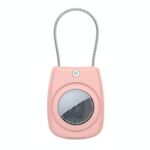 Per AirTag Custodia impermeabile con blocco di sicurezza in corda di acciaio inossidabile Guscio protettivo (rosa)