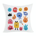 Federa per cuscino da divano con stampa di simpatici mostri, senza stampa centrale, su richiesta, dimensioni: 35x35 cm (peluche corto)