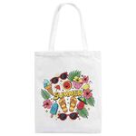 Borsa a mano in tela stampata estiva su richiesta, dimensioni: 25x20 cm (bianco)