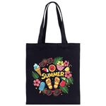 Borsa a mano in tela stampata estiva su richiesta, dimensioni: 25x20 cm (nero)