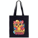 Borsa a mano in tela stampata con elfo rosso, stampa su richiesta, dimensioni: 25x20 cm (nero)