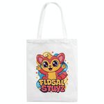 Borsa in tela stampata con elfo rosso, stampa su richiesta, dimensioni: 30x25 cm (bianco)