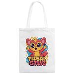 Borsa a mano in tela stampata con elfo rosso, stampa su richiesta, dimensioni: 35x30 cm (bianco)
