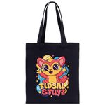 Borsa a mano in tela stampata con elfo rosso, stampa su richiesta, dimensioni: 40x35 cm (nero)