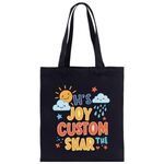 JOY CUSTOM Borsa in tela stampata su richiesta, dimensioni: 30x25 cm (nero)