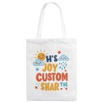 JOY CUSTOM Borsa in tela stampata su richiesta, dimensioni: 35x30 cm (bianco)