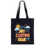 JOY CUSTOM Borsa in tela stampata su richiesta, dimensioni: 35x30 cm (nero)