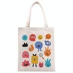 Borsa a mano in tela stampata con simpatici mostri su richiesta, dimensioni: 25x20 cm (beige)