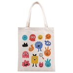 Borsa a mano in tela stampata con simpatici mostri su richiesta, dimensioni: 35x30 cm (beige)