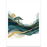 Golden Mountains Stampa decorativa su tela senza cornice EPSON Inkjet 320g su richiesta, dimensioni: 13x18 cm