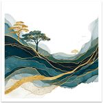 Golden Mountains Stampa decorativa su tela senza cornice EPSON Inkjet 320g su richiesta, dimensioni: 50x50cm