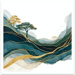 Golden Mountains Stampa decorativa su tela senza cornice EPSON Inkjet 320g su richiesta, dimensioni: 80x80cm