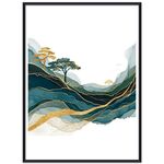 Dipinto decorativo Golden Mountains con cornice PS Stampa su richiesta, dimensioni: 15x20 cm