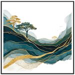 Dipinto decorativo Golden Mountains con cornice PS Stampa su richiesta, dimensioni: 20x20 cm