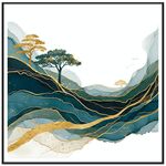 Dipinto decorativo Golden Mountains con cornice PS Stampa su richiesta, dimensioni: 30x30 cm