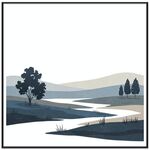 Dipinto decorativo Quiet River con cornice PS, stampa su richiesta, dimensioni: 70x70 cm