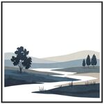 Dipinto decorativo Quiet River con cornice PS, stampa su richiesta, dimensioni: 80x80 cm