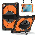 Per iPad 10.2 2021/2020/2019 Custodia per tablet PC ibrida in silicone con robot a contrasto di colore (nero arancione)