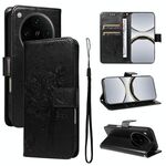 Per OPPO Find X8 Pro Custodia per telefono in pelle con motivo a rilievo albero e gatto (nero)