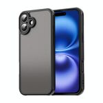 Per iPhone 16 Fan Dun Series TPU Hybrid PC Custodia per telefono glassata (nero)