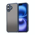 Per iPhone 16 Fan Dun Series TPU Hybrid PC Custodia per telefono glassata (blu)