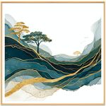 Dipinto decorativo Golden Mountains con cornice in lega di alluminio, stampa su richiesta, dimensioni: 20x20 cm