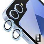 Per Samsung Galaxy Z Flip6 ENKAY Hat-Prince 9H Obiettivo della fotocamera posteriore Pellicola in vetro temperato in lega di alluminio glitterata (blu)