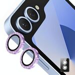 Per Samsung Galaxy Z Flip5 ENKAY Hat-Prince 9H Obiettivo della fotocamera posteriore Pellicola in vetro temperato in lega di alluminio glitterata (viola)