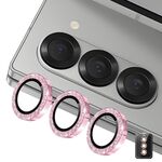 Per Samsung Galaxy Z Fold5 ENKAY Hat-Prince 9H Obiettivo della fotocamera posteriore Pellicola in vetro temperato in lega di alluminio glitterata (rosa)