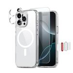 Per iPhone 16 Pro Max NORTHJO 3 in 1 PC Custodia magnetica per telefono con pellicola per schermo e pellicola per obiettivo (trasparente)