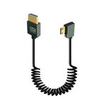 Cavo a molla HDMI 2.1 8K 60HZ, lunghezza 0,5 m, specifiche: Mini HDMI piegato a sinistra