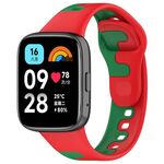 Per Redmi Watch 3 Lite Cucitura cinturino in silicone a due colori (rosso verde)