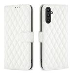 Per Samsung Galaxy A25 5G Diamond Lattice Wallet Custodia per cellulare in pelle (bianca)