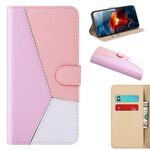 Per Samsung Galaxy A34 5G Custodia per cellulare in pelle con cuciture tricolori orizzontali (rosa)