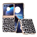 Custodia per telefono con stampa leopardata per Motorola Razr 40 Ultra Nano placcatura (argento)