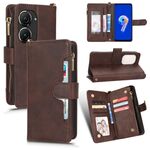 Per ASUS Zenfone 10/9 Custodia in pelle con cerniera texture Litchi (marrone)