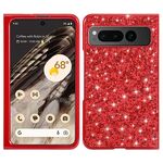 Per Google Pixel Fold Custodia per telefono in TPU antiurto con polvere glitterata (rossa)