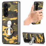 Per Samsung Galaxy Z Fold5 5G Camouflage Ring Custodia per PC con supporto per PC (giallo)