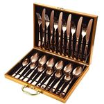 Set di posate in acciaio inossidabile con coltello, forchetta e cucchiaio da 24 pezzi/set, specificazione: oro rosa