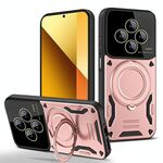 Per Redmi 14C 4G Custodia per telefono con supporto MagSafe per finestra grande (oro rosa)