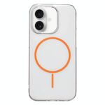 Per iPhone 16 Custodia per telefono MagSafe sottile in PC trasparente (arancione)