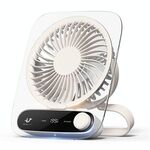 Ventilatore da parete da tavolo a 199 velocità con maniglia, luce, aromaterapia, cotone (bianco trasparente)