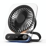 Ventilatore da parete da tavolo a 199 velocità con maniglia, luce, aromaterapia, cotone (nero trasparente)