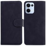 Per OPPO Reno13 Custodia per telefono in pelle Flip Pure Color Global Skin Feel (nero)
