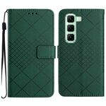 Per Infinix Hot 50 5G Custodia per telefono in pelle con trama a griglia rombica (verde)