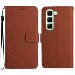 Per Infinix Hot 50 5G Custodia in pelle con trama a griglia rombica (marrone)
