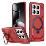 Per Xiaomi 14T Pro Custodia per telefono con supporto MagSafe satinato (rosso)